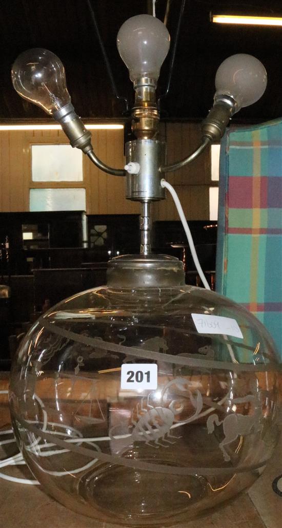 Glass lamp with signs of the Zodiac
